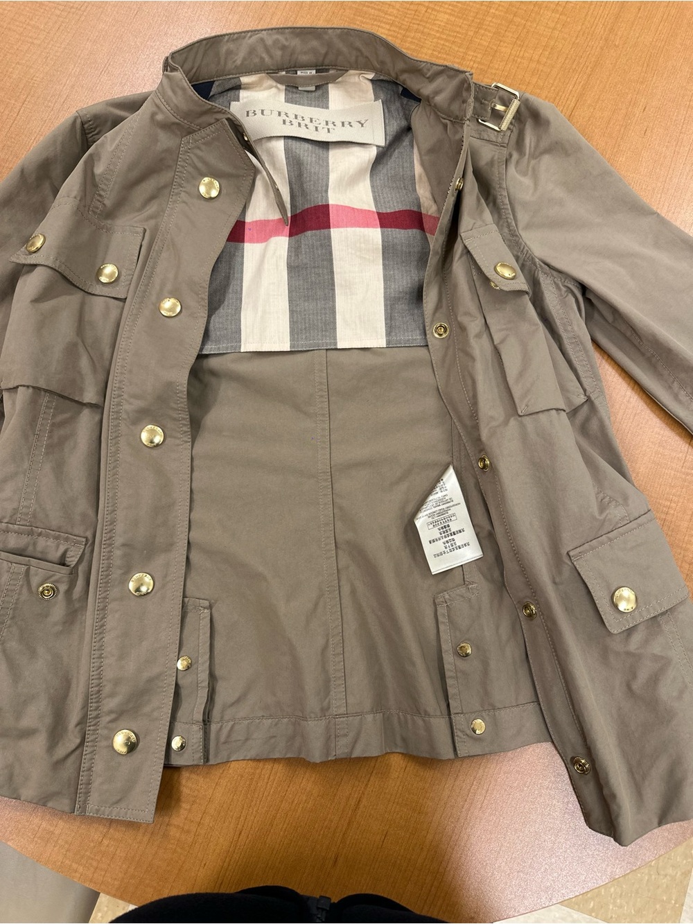 Burberry Taupe Utility Jacket with Signature Check Lining